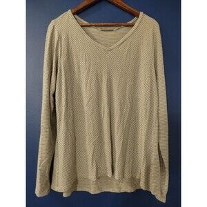 Cut Loose Tunic  Womens Stripe Yellow Gray Stretch Long Sleeve Shirt XL